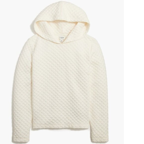 J. Crew Factory Tops - NEW J Crew Women's Quilted Hoodie Pullover Sweater Cream Size Large